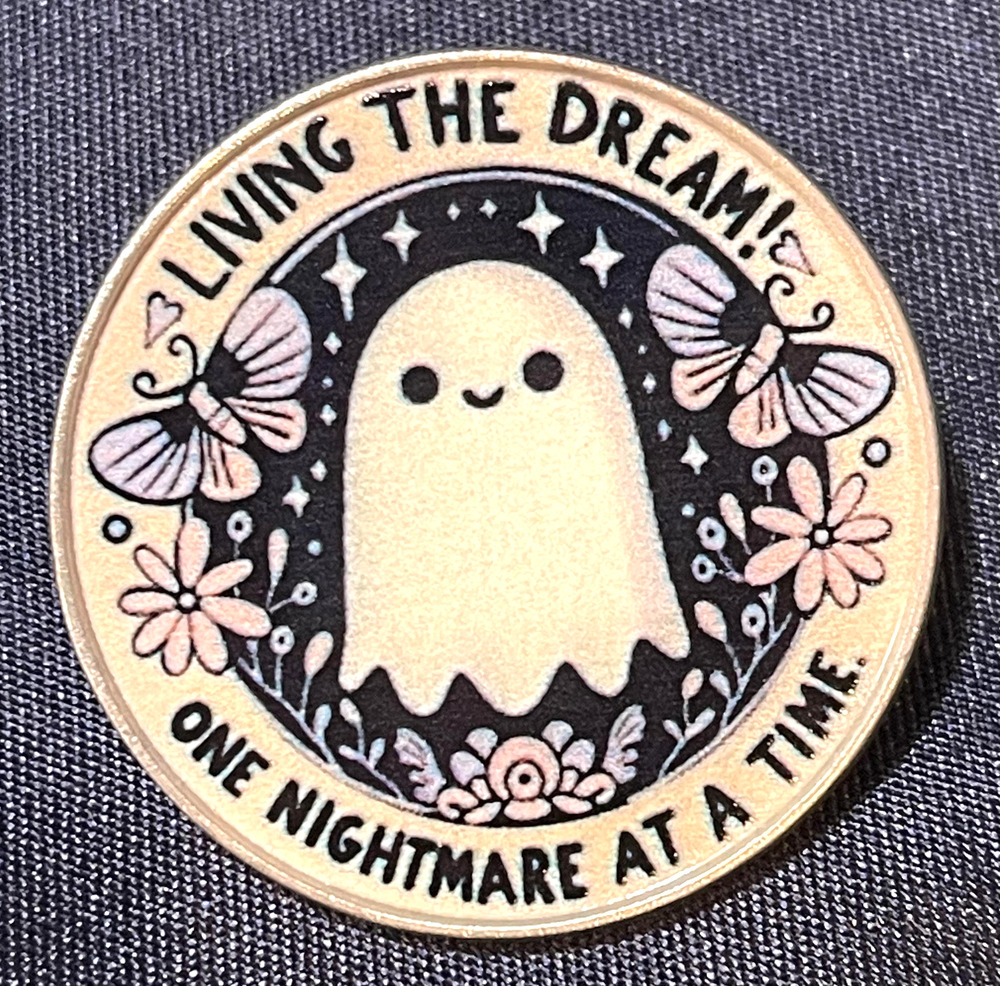 NWOT White Ghost Brooch Lapel Pin Halloween One Nightmare At A Time Living Dream